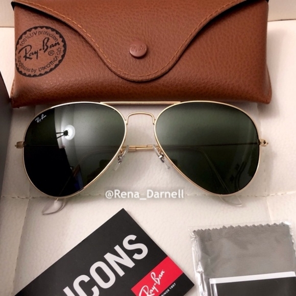 Ray-Ban Aviator Black Lenses Gold Frame RB3025 New - Picture 8 of 15